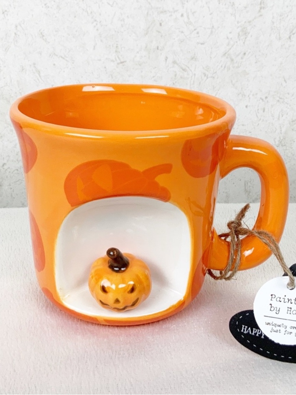 Market Finds 3D Figural Pumpkin Mug Jack O Lantern Halloween Hand Painted Spooky